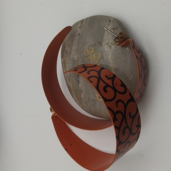 Victorian‎ ivy orange hoop earrings E233